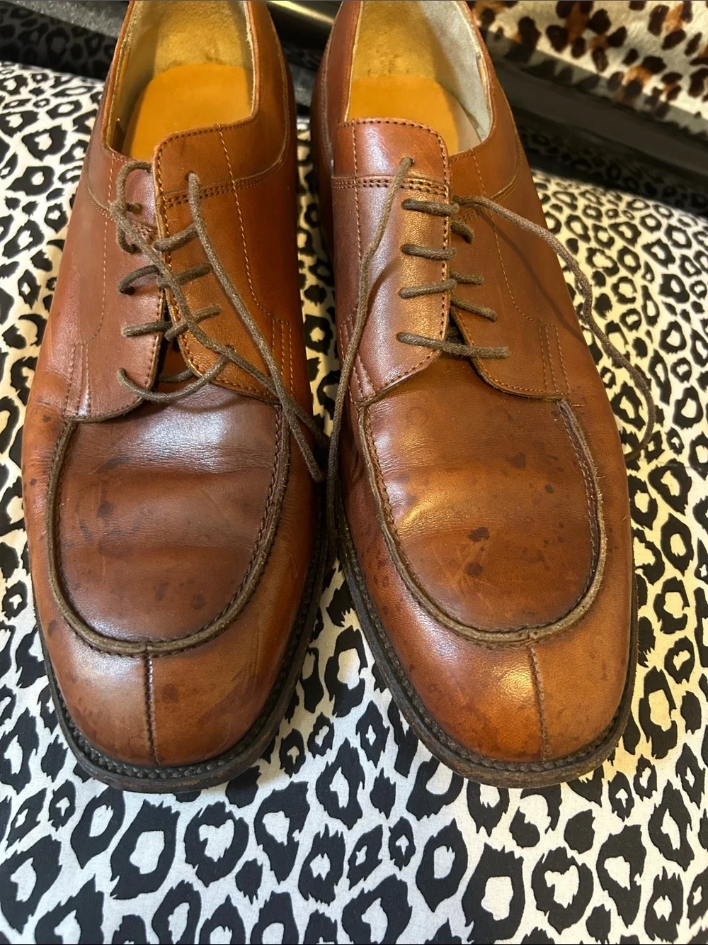 Salvatore Ferragamo Men's Tan Brown Leather Derby Shoes